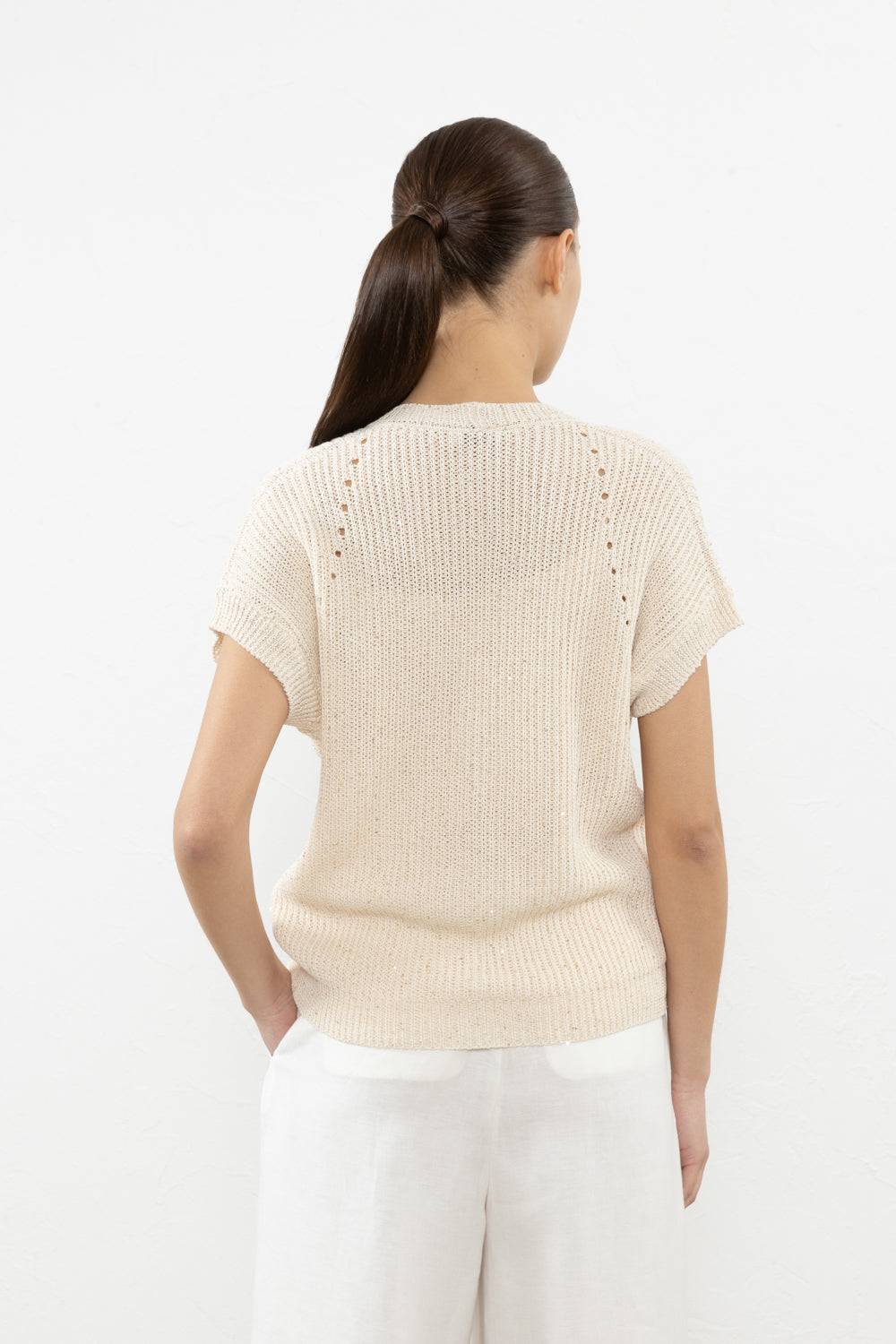 Peserico Cardigan In Puro Cotone Mercerizzato E Micro Paillettes