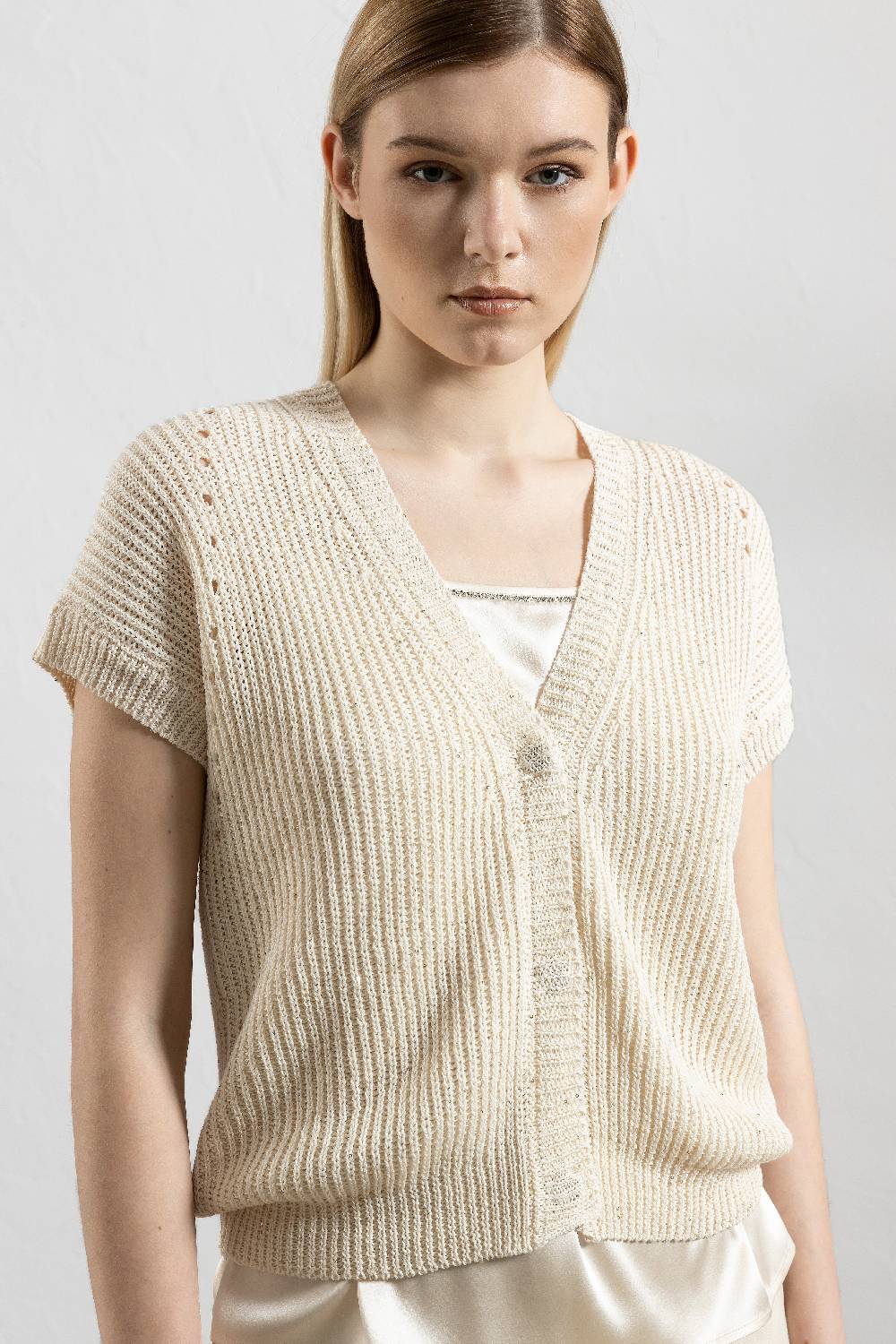 Peserico Cardigan In Puro Cotone Mercerizzato E Micro Paillettes