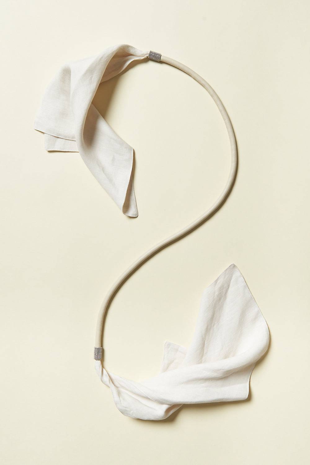 Peserico Cintura In Vera Pelle E Tessuto In Lino Con Punto Luce