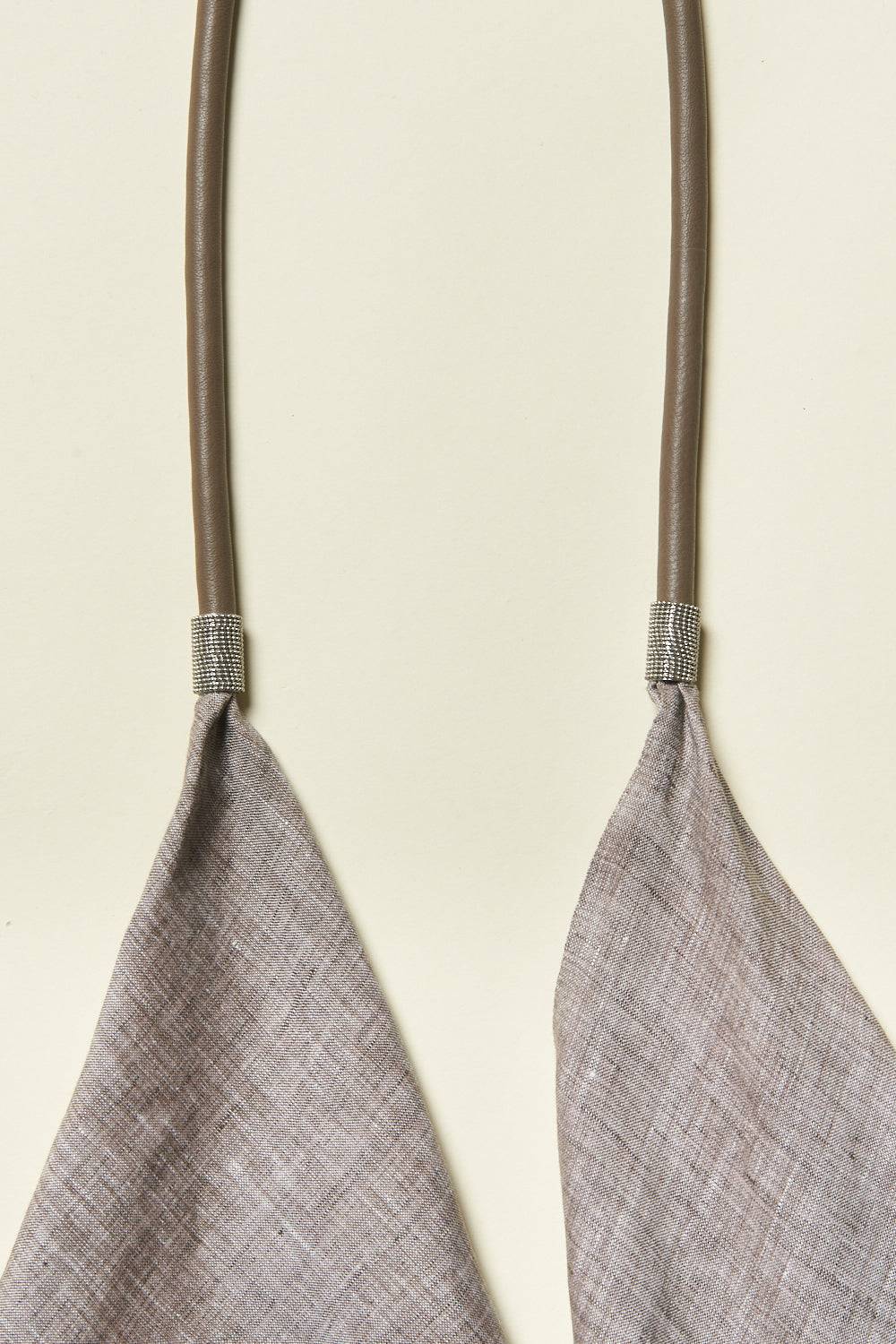 Peserico Cintura In Vera Pelle E Tessuto In Lino Con Punto Luce