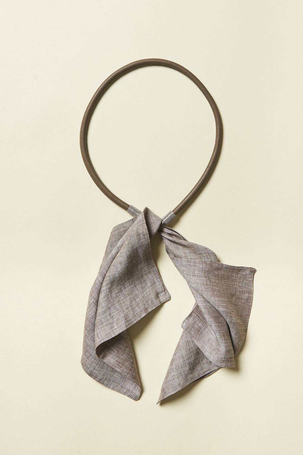 Peserico Cintura in vera pelle e tessuto in lino con Punto Luce