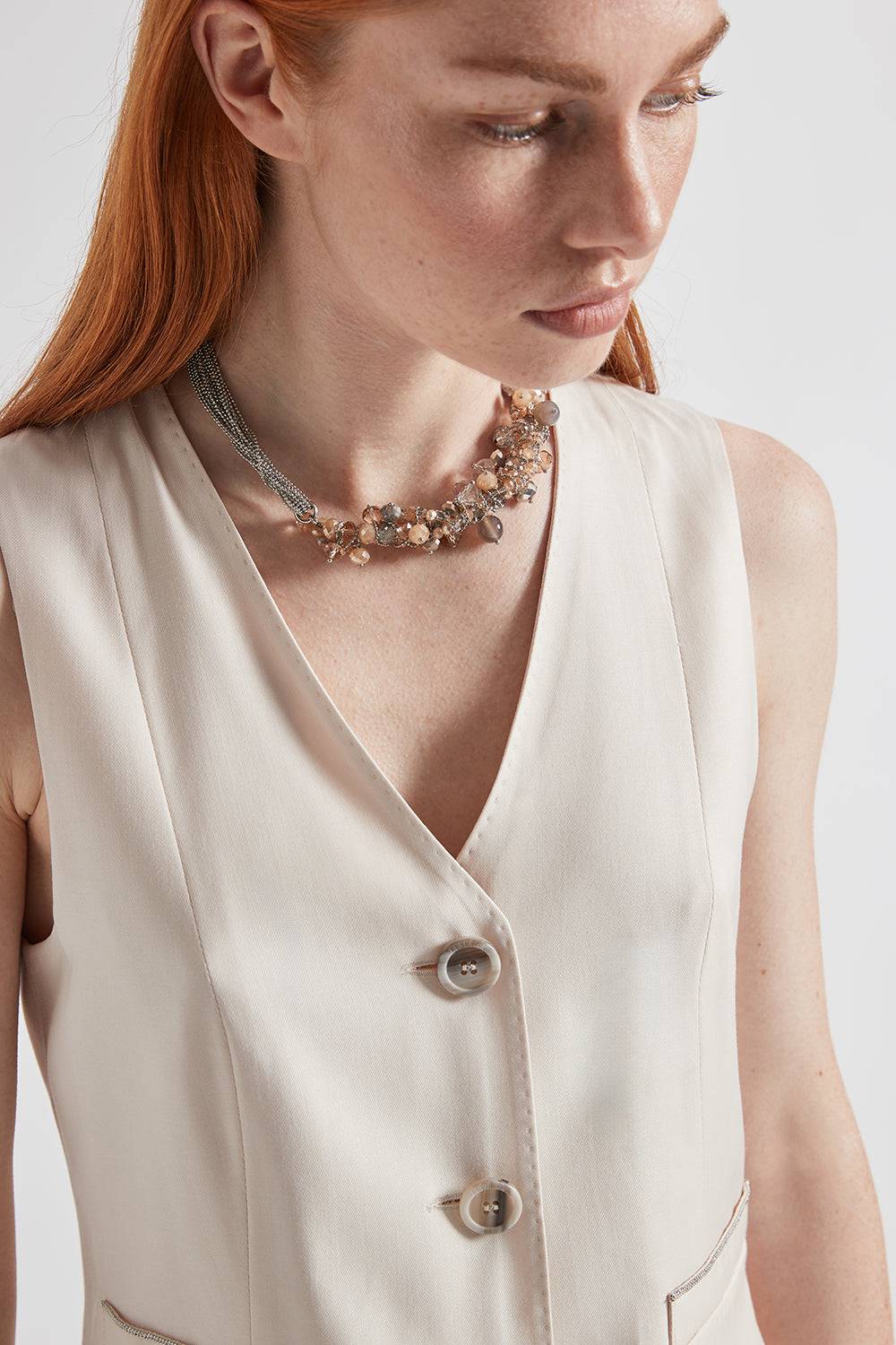 Peserico Collana Girocollo Con Demi-cristalli E Pietre Dure