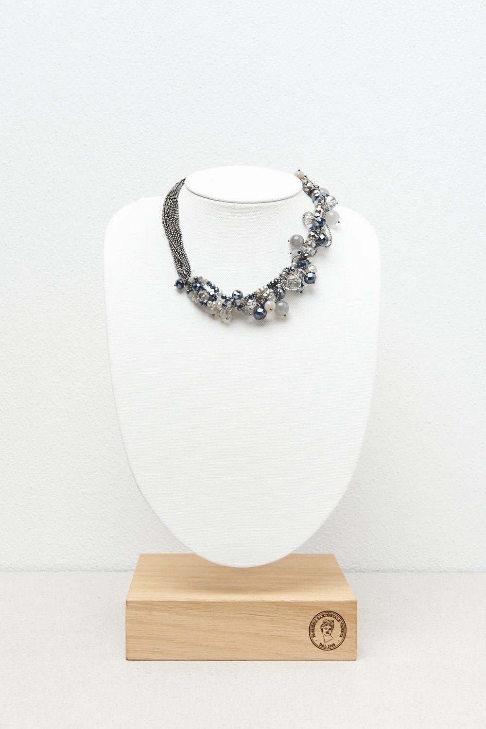 Peserico Collana girocollo con demi-cristalli e pietre dure