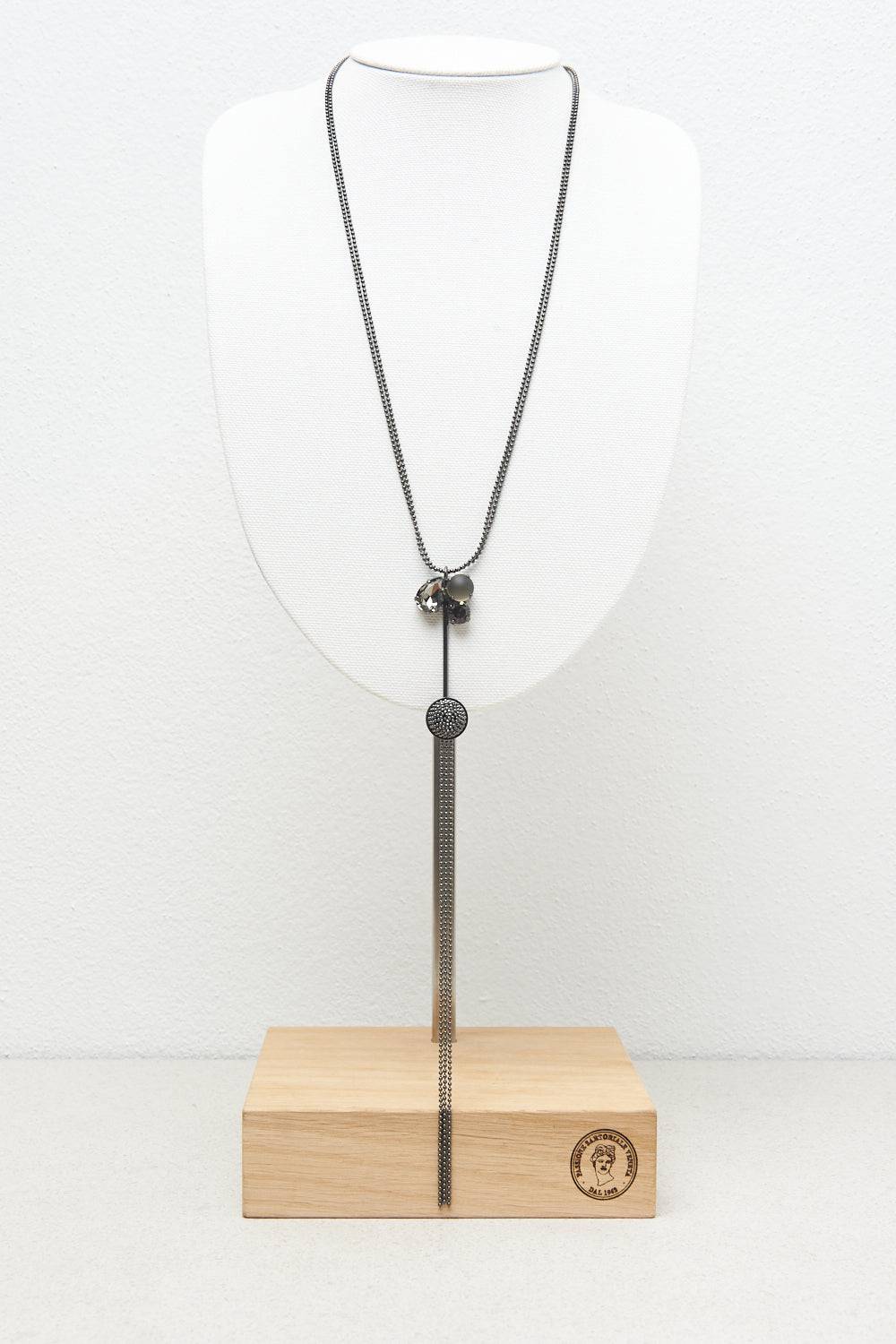 Peserico Collana lunga con pendente e pietre lucenti