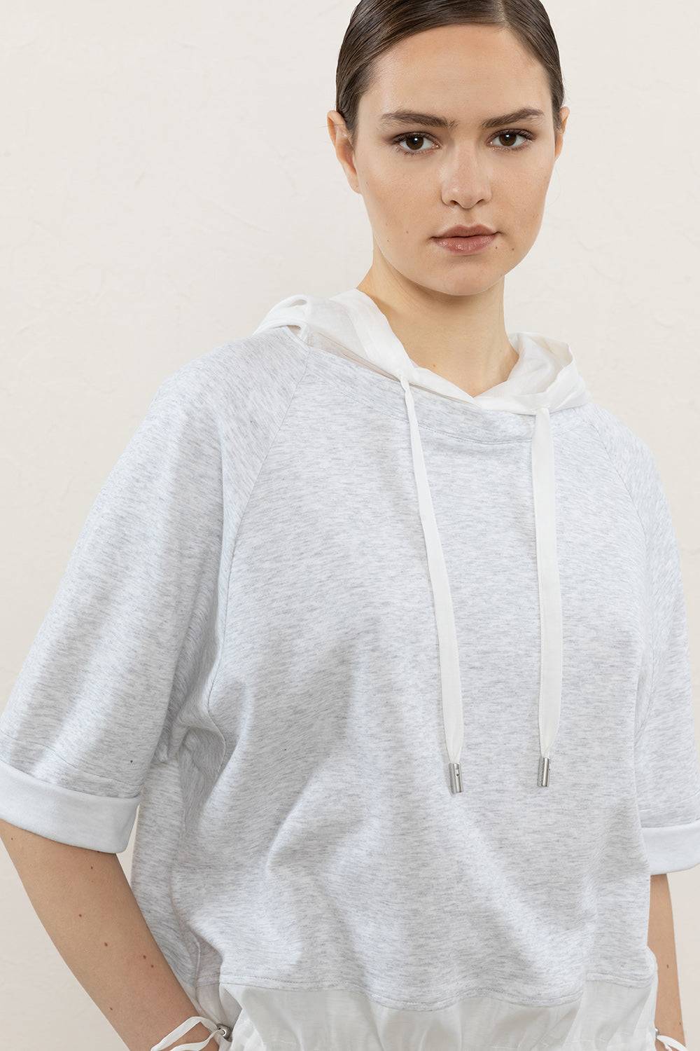 Peserico Felpa bimaterica in micro felpina double e organza misto seta