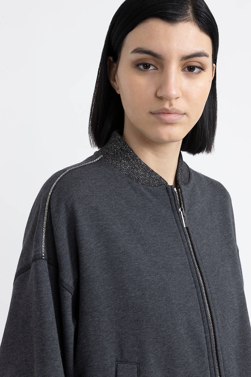 Peserico Felpa Di Cotone Stretch Smerigliata Con Punto Luce