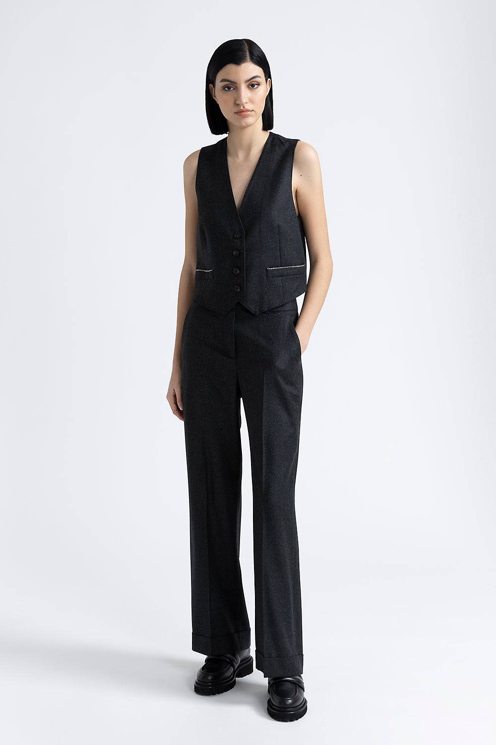 Peserico Gilet Di Flanella In Lana Lurex Con Punto Luce