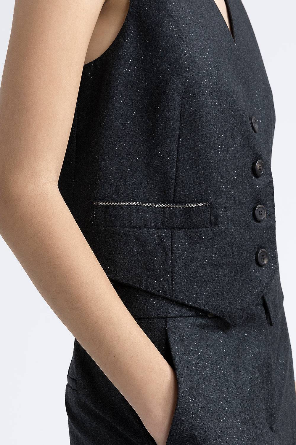 Peserico Gilet Di Flanella In Lana Lurex Con Punto Luce