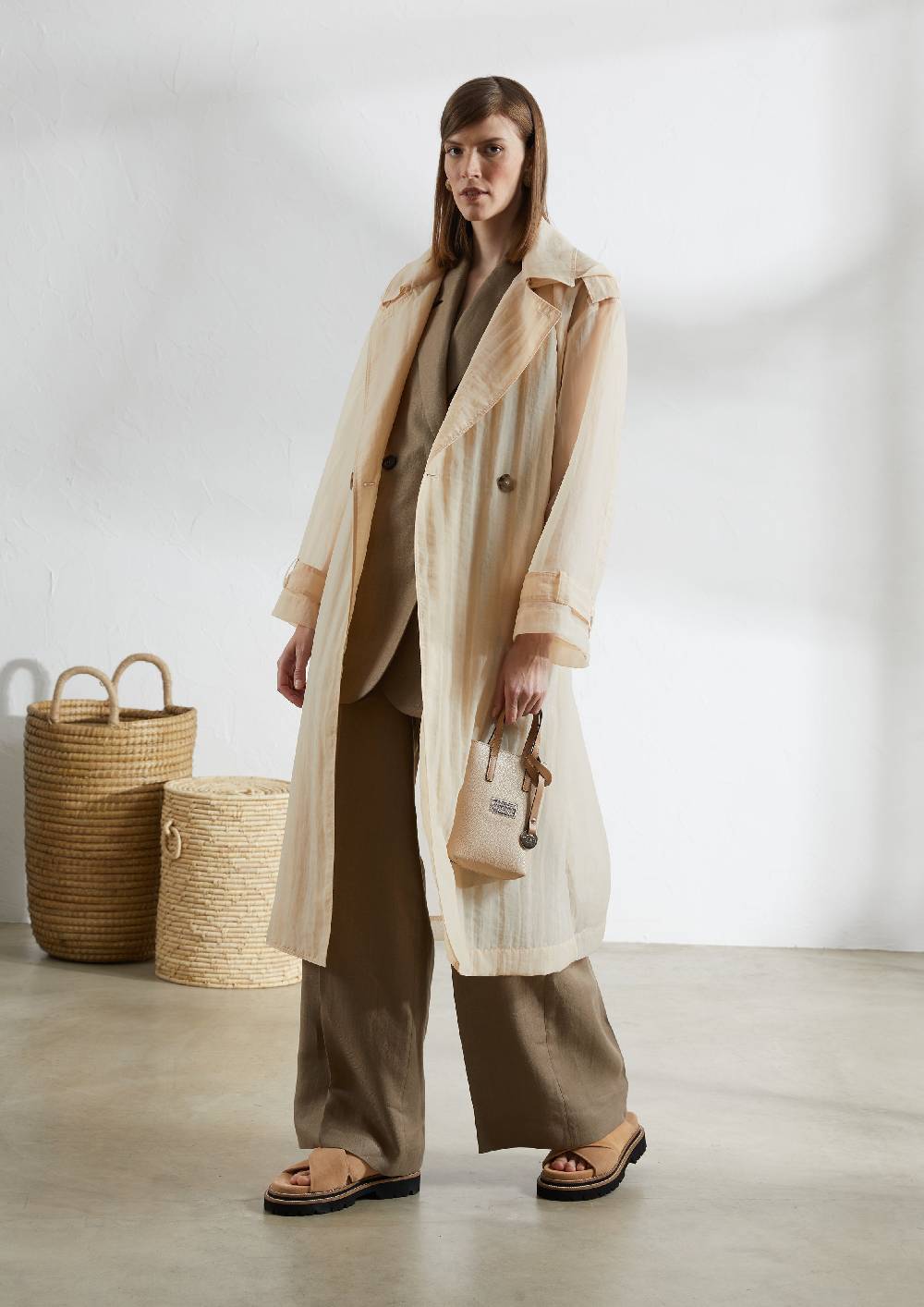 Peserico Gilet Doppiopetto In Gabardina Di Puro Lino