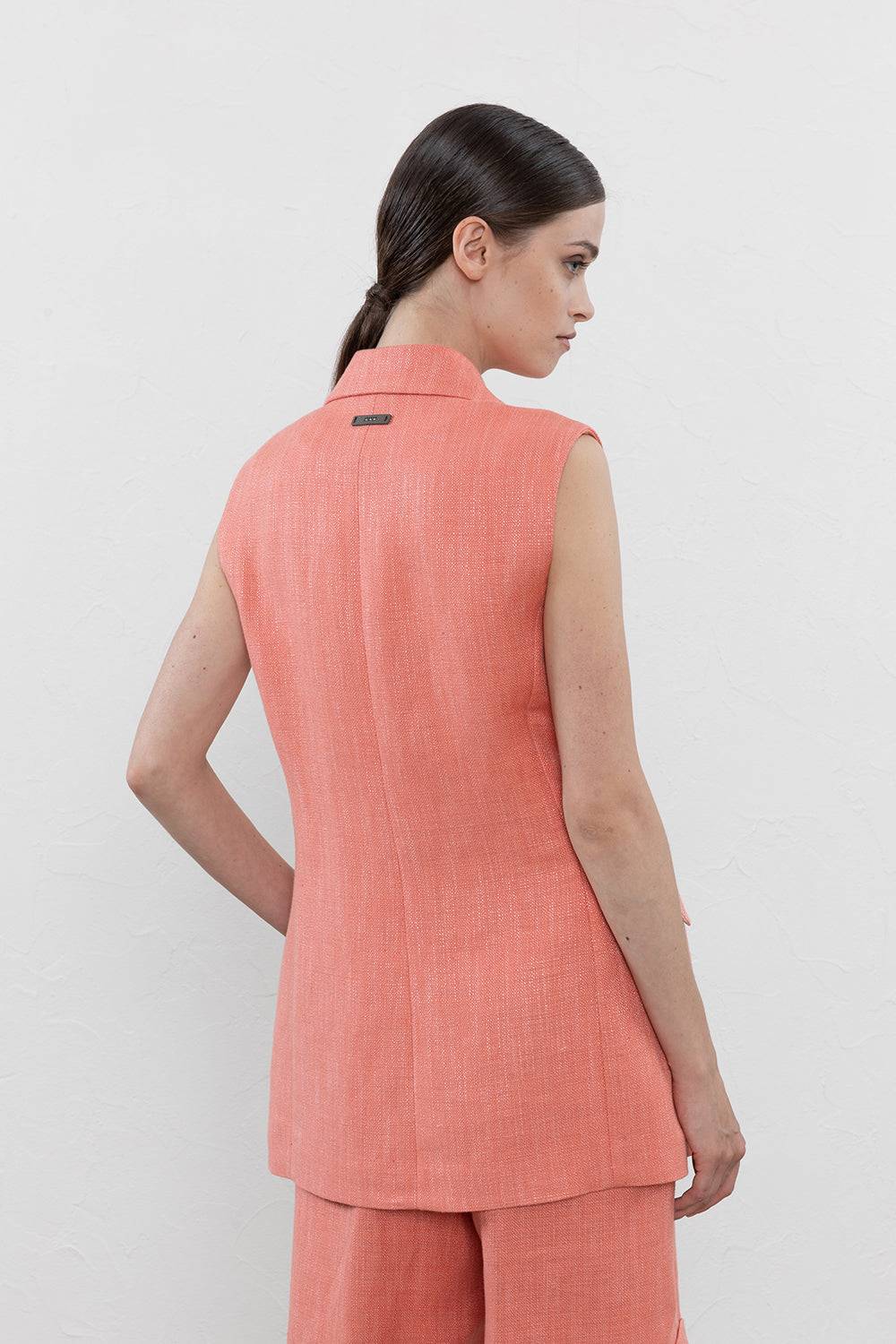 Peserico Gilet Doppiopetto In Stuoia Di Lino Viscosa