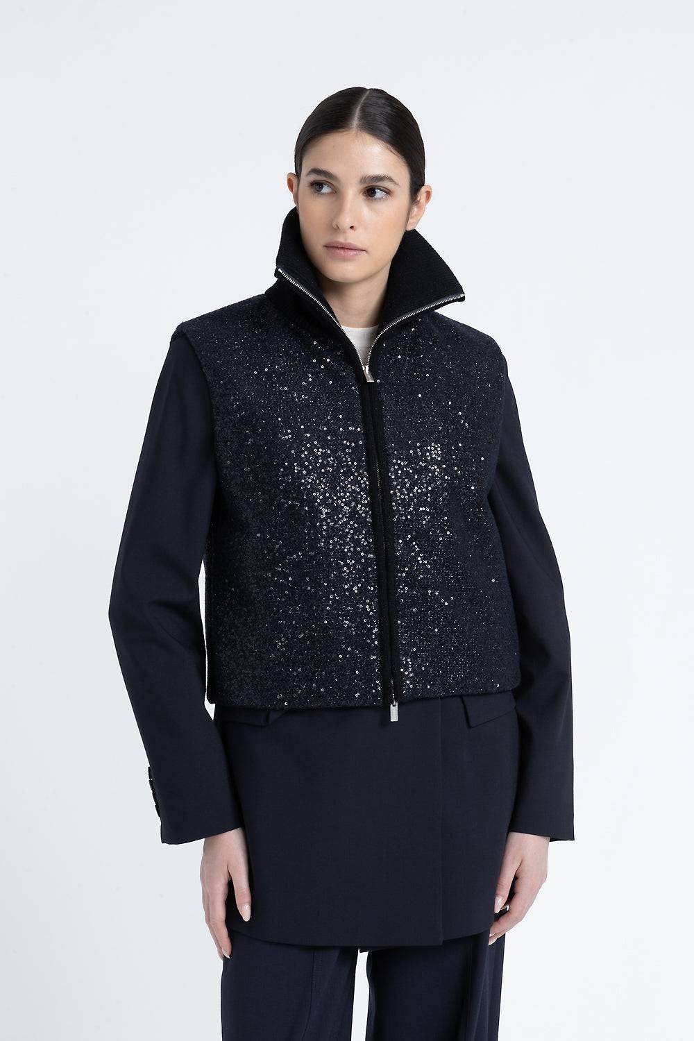 Peserico Gilet Imbottito In Panno Lurex Con Paillettes