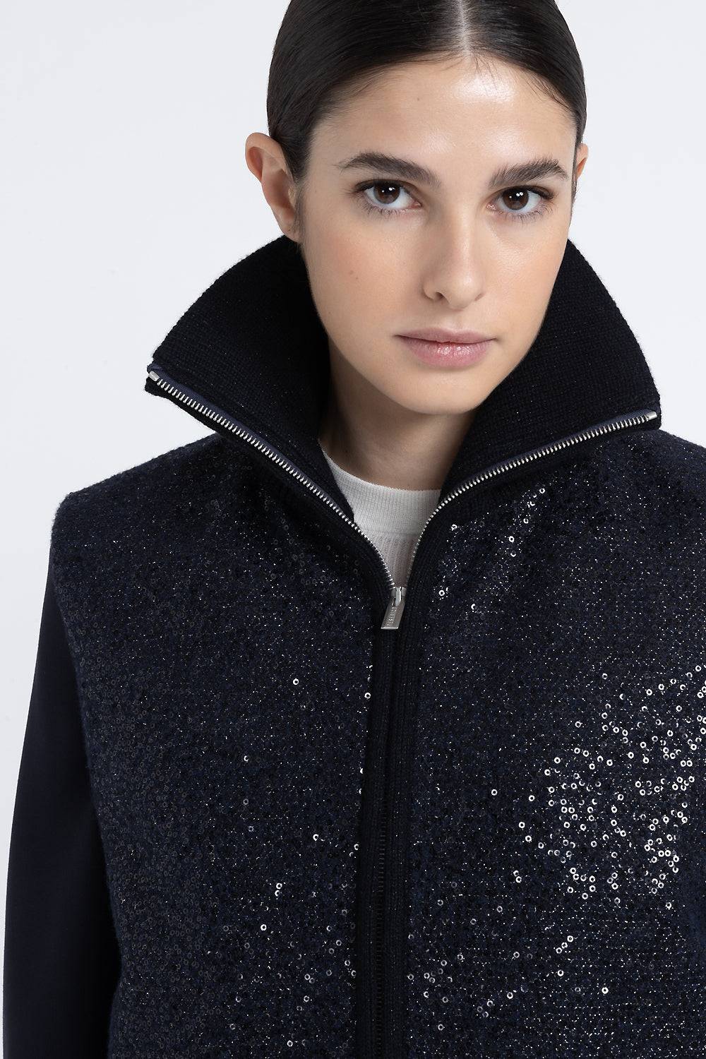 Peserico Gilet Imbottito In Panno Lurex Con Paillettes