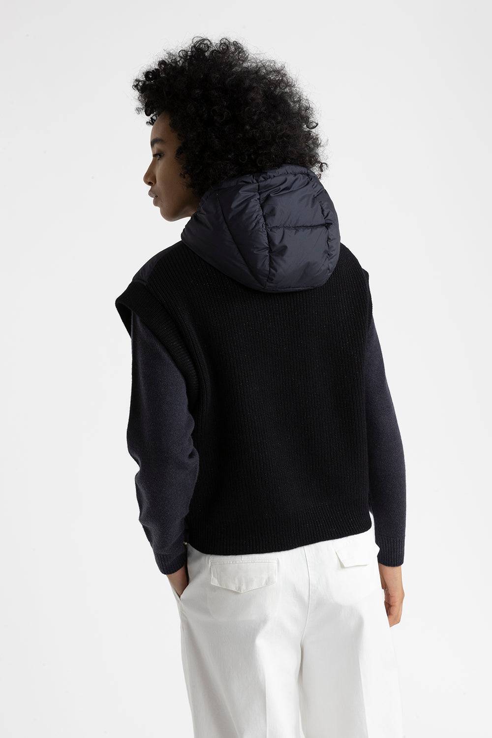 Peserico Gilet In Piuma Con Cappuccio In Lana E Microfibra