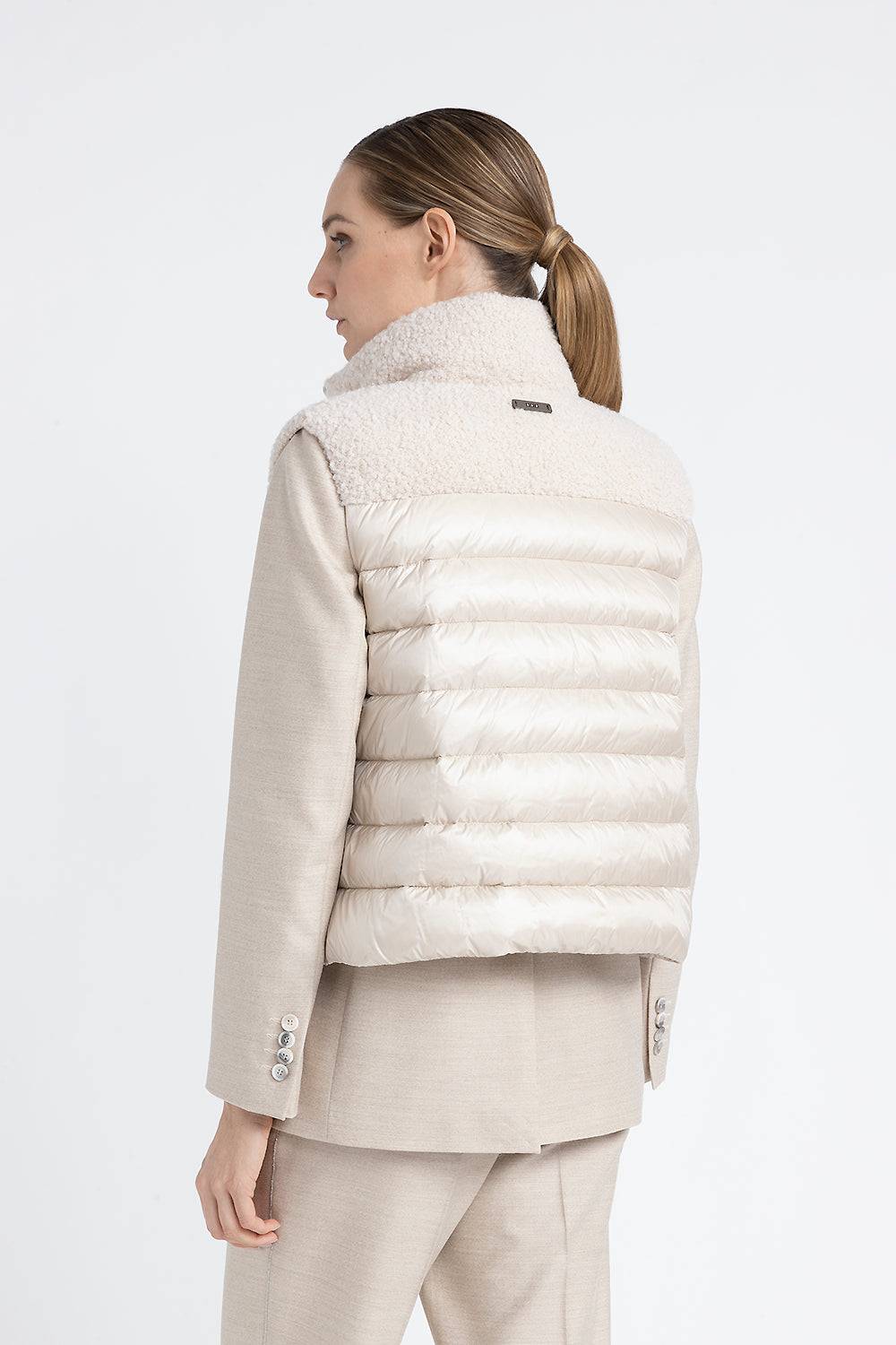 Peserico Gilet In Piuma E Panno Bouclé Di Lana Vergine E Alpaca