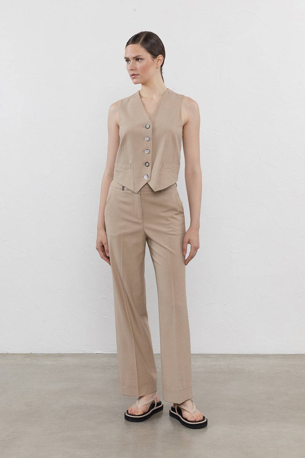 Peserico Gilet Monopetto In Tela Misto Viscosa Stretch