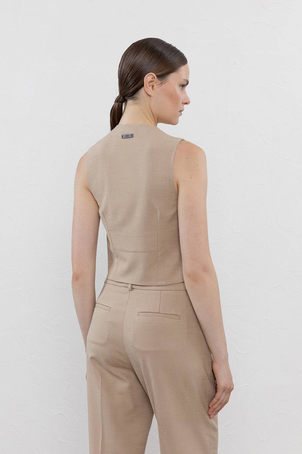 Peserico Gilet Monopetto In Tela Misto Viscosa Stretch