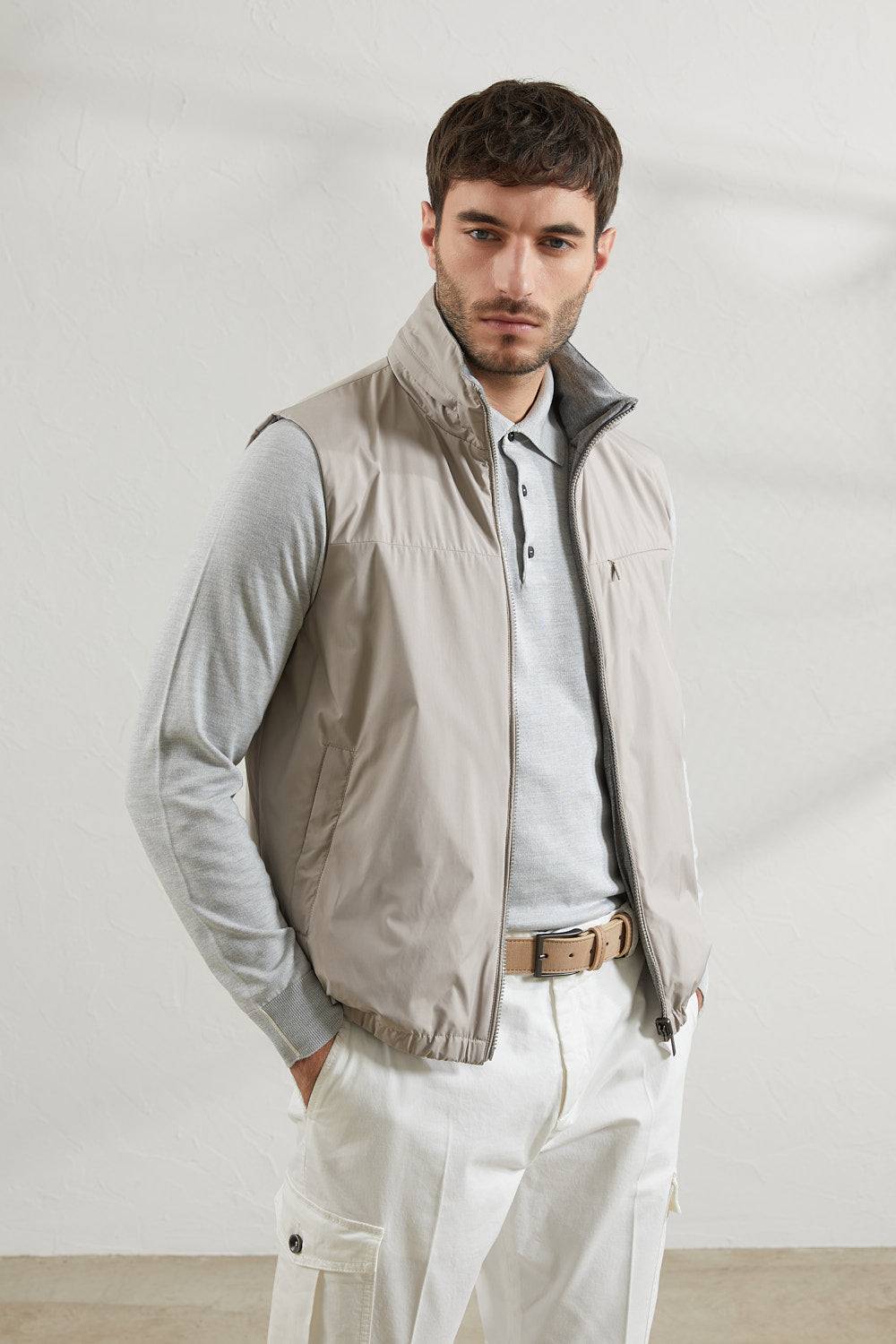 Peserico Gilet Reversibile In Microfibra Tecnica Con Jersey