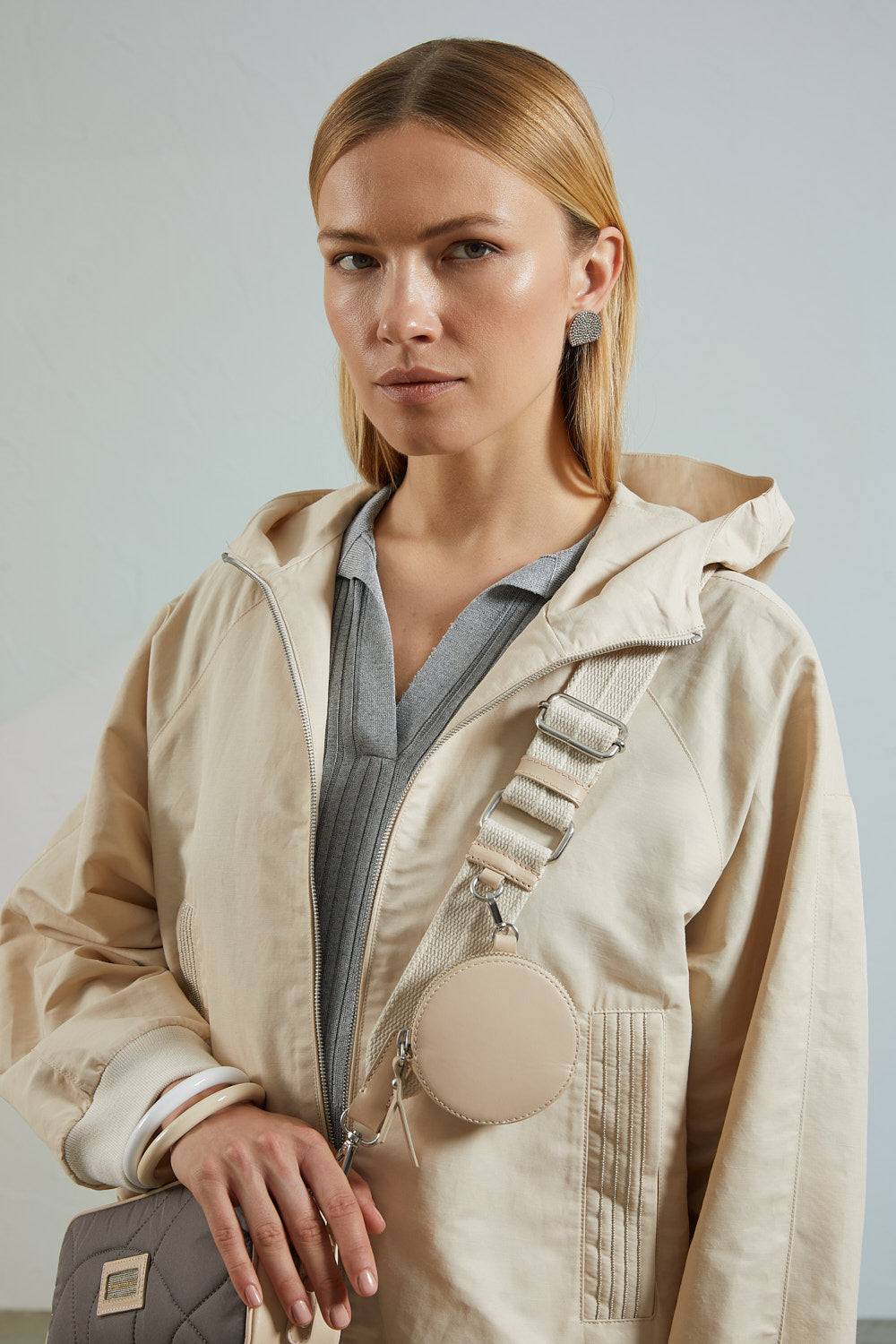 Peserico Giubbino In Leggero Twill Misto Lino Tecnico