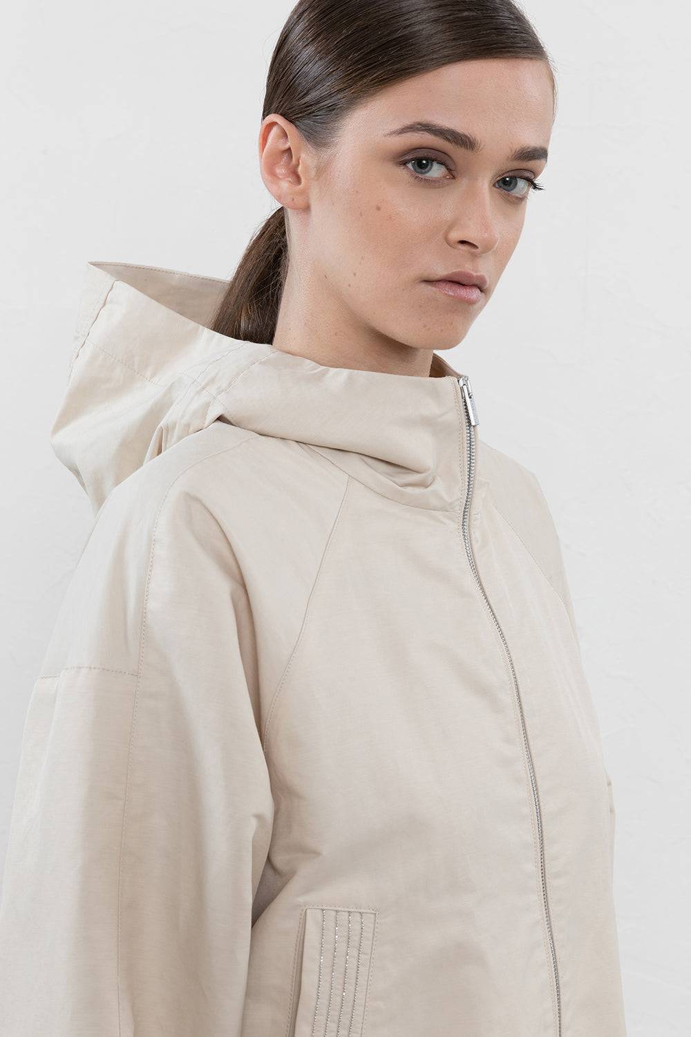 Peserico Giubbino In Leggero Twill Misto Lino Tecnico