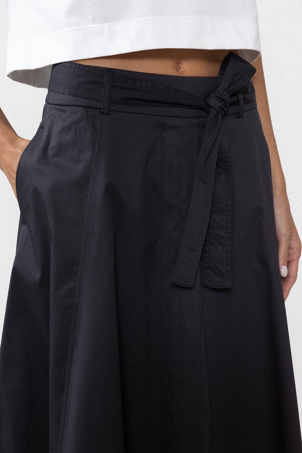 Peserico Gonna Lunga In Leggero Raso Di Cotone Stretch