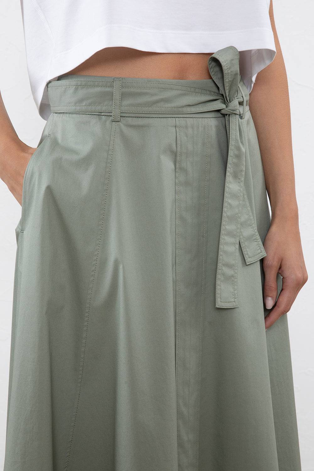 Peserico Gonna Lunga In Leggero Raso Di Cotone Stretch