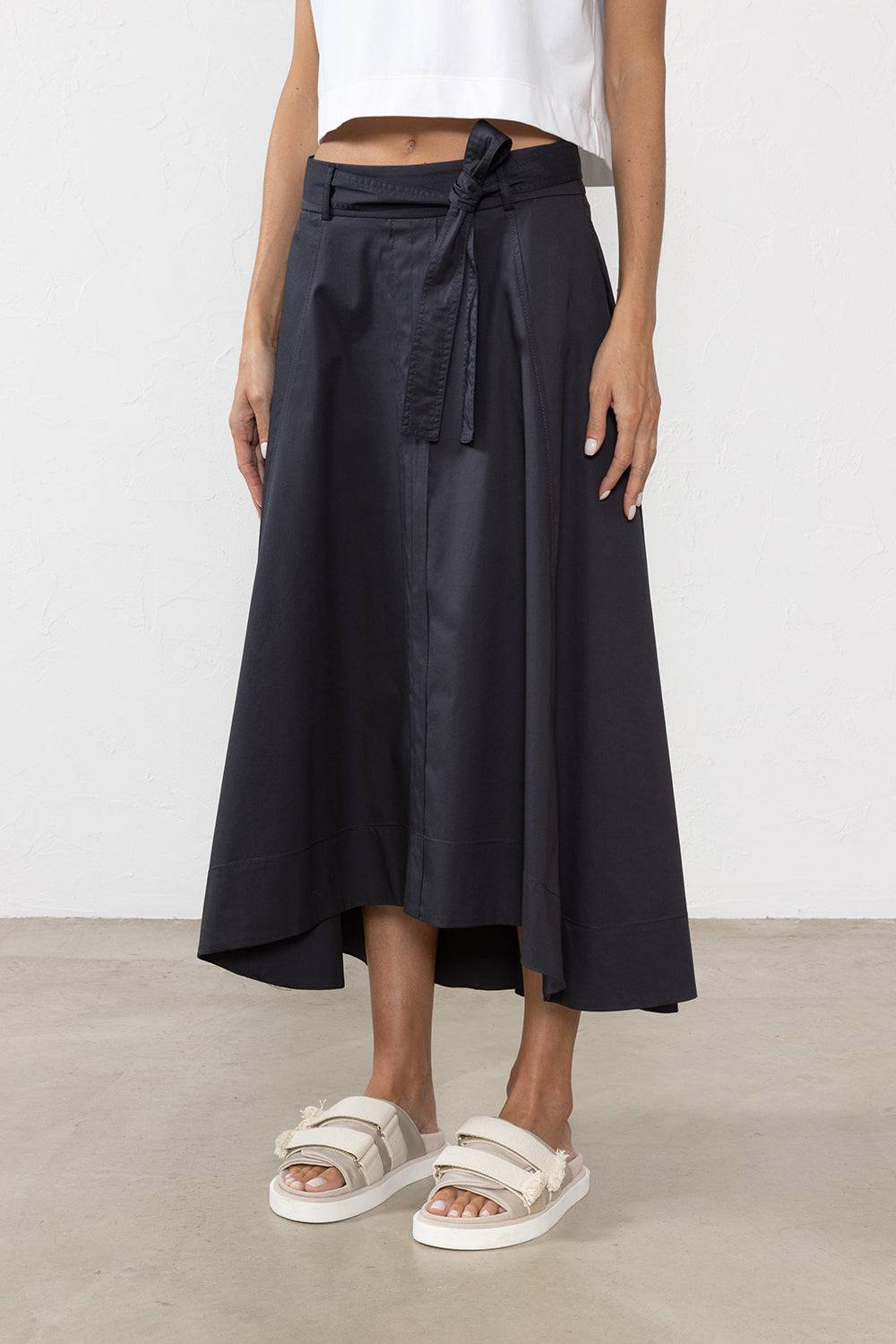 Peserico Gonna lunga in leggero raso di cotone stretch