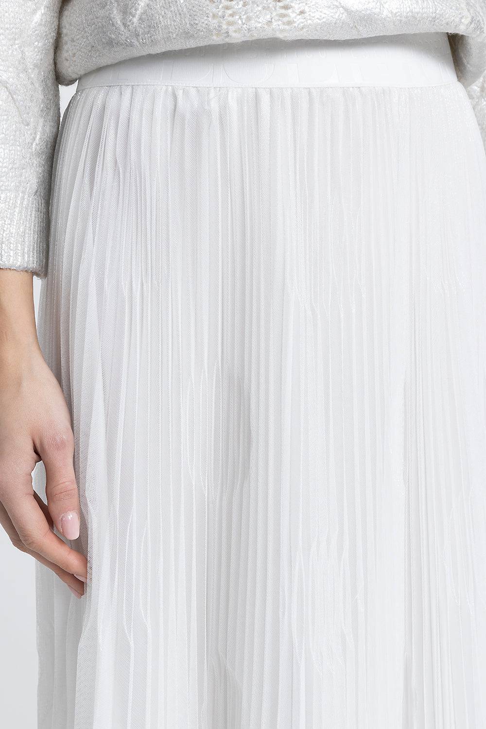 Peserico Gonna Lunga In Plissé Soleil Di Tulle Laminato