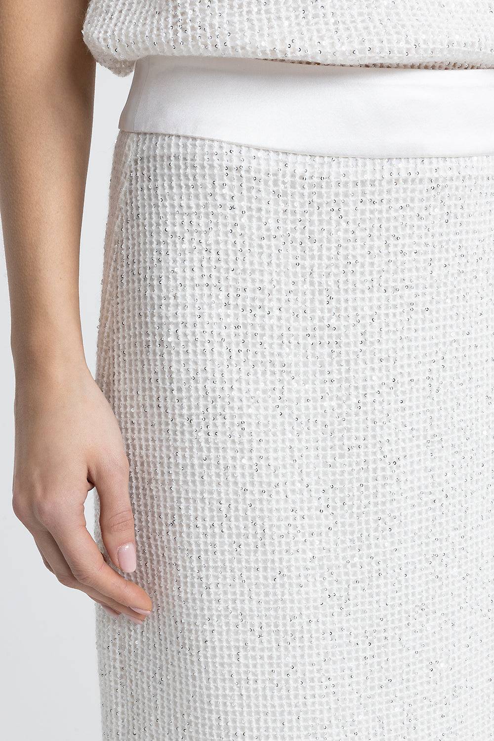 Peserico Gonna Lunga In Rete Di Lana, Mohair E Seta Con Paillettes