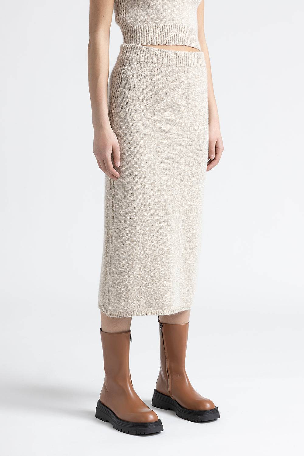 Peserico Gonna lunga tricot in cotone, alpaca e viscosa con lurex