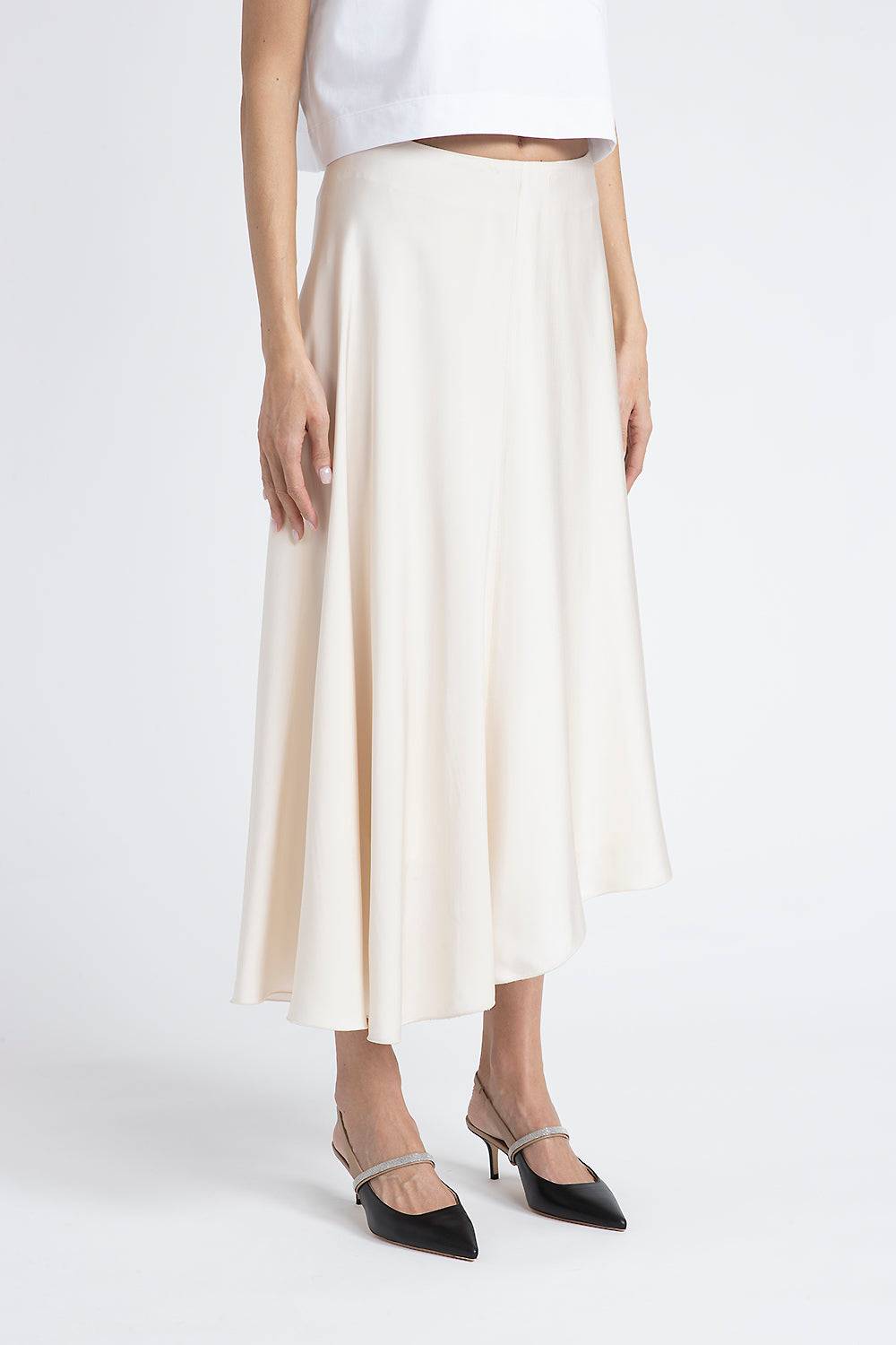 Peserico Gonna midi asimmetrica in satin di viscosa