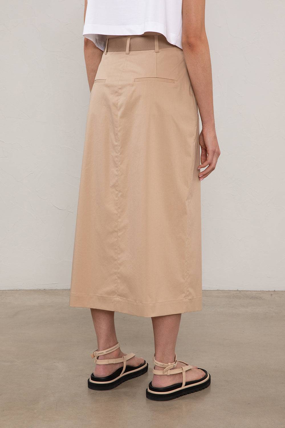 Peserico Gonna Midi In Leggero Raso Di Cotone Stretch