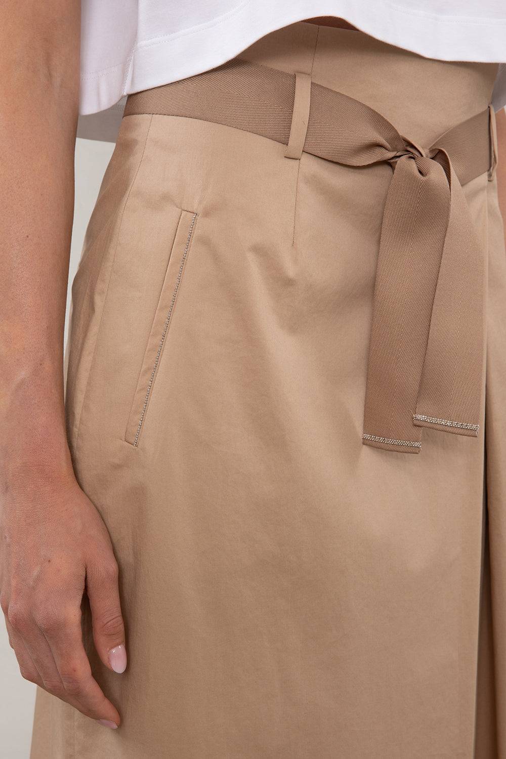 Peserico Gonna Midi In Leggero Raso Di Cotone Stretch