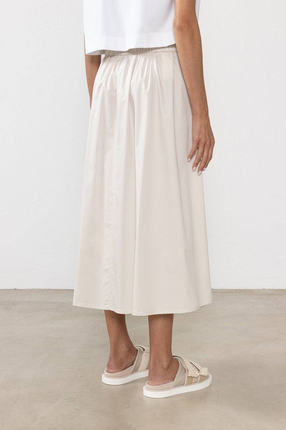 Peserico Gonna Midi In Leggero Raso Di Cotone Stretch