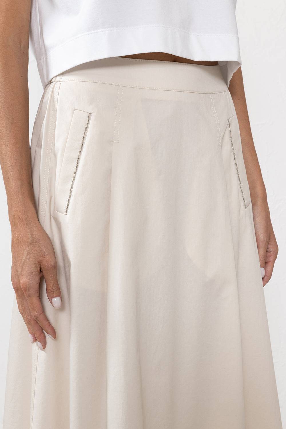 Peserico Gonna Midi In Leggero Raso Di Cotone Stretch