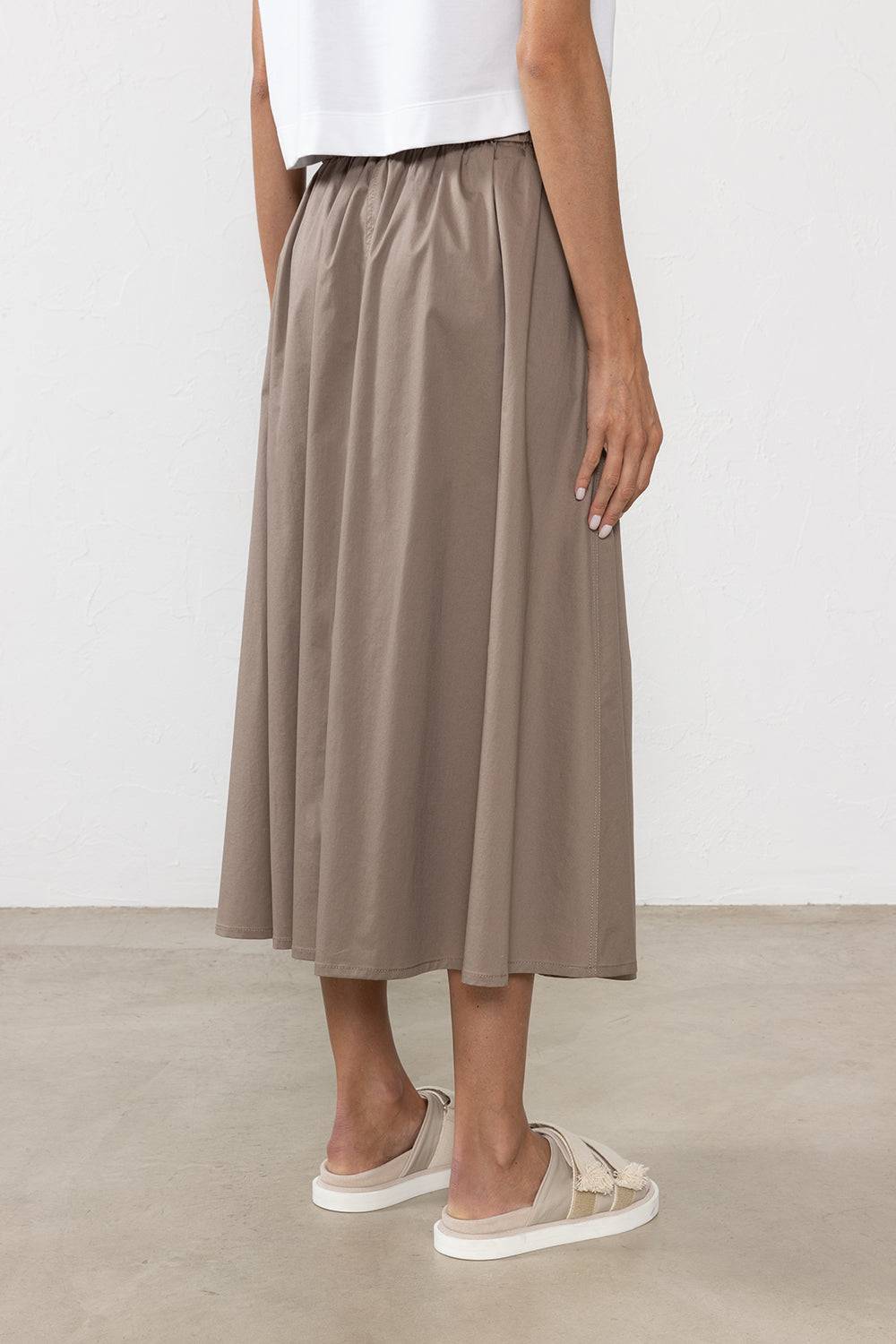 Peserico Gonna Midi In Leggero Raso Di Cotone Stretch