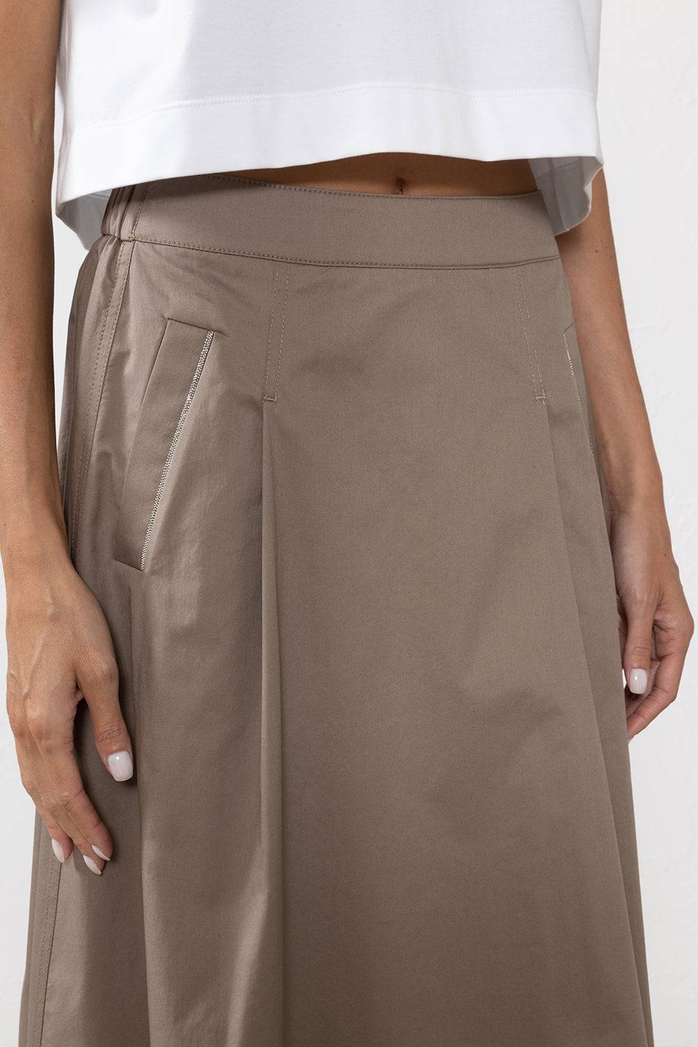 Peserico Gonna Midi In Leggero Raso Di Cotone Stretch