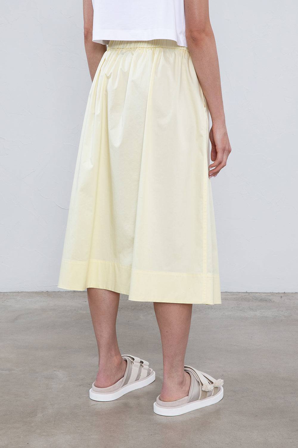 Peserico Gonna Midi In Leggero Raso Di Cotone Stretch