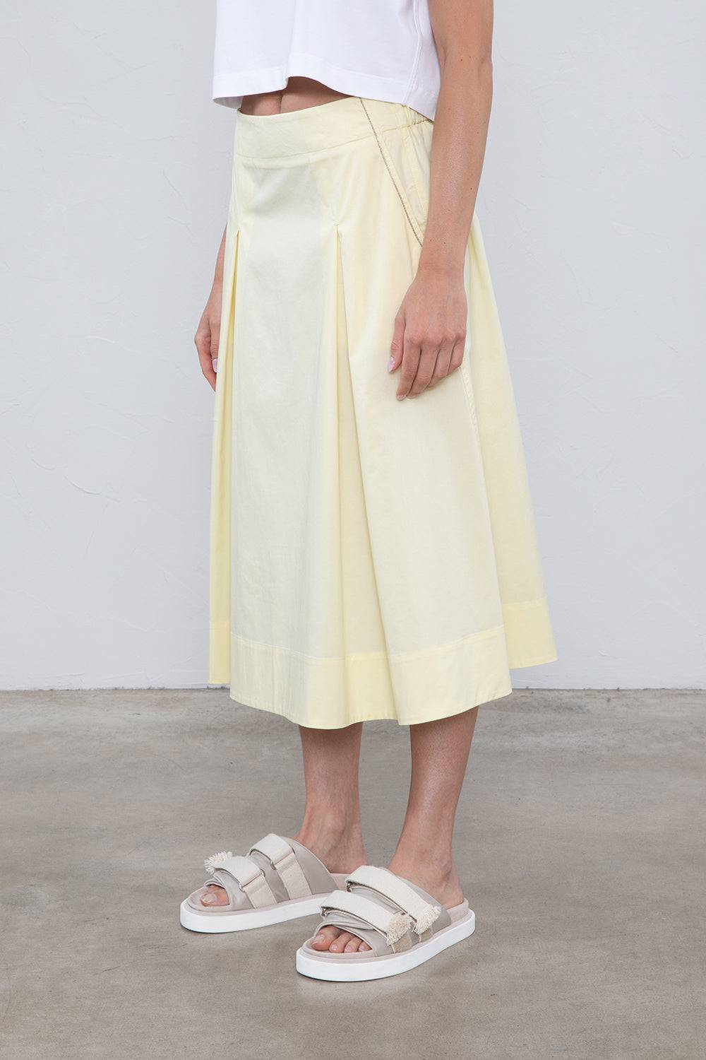 Peserico Gonna midi in leggero raso di cotone stretch