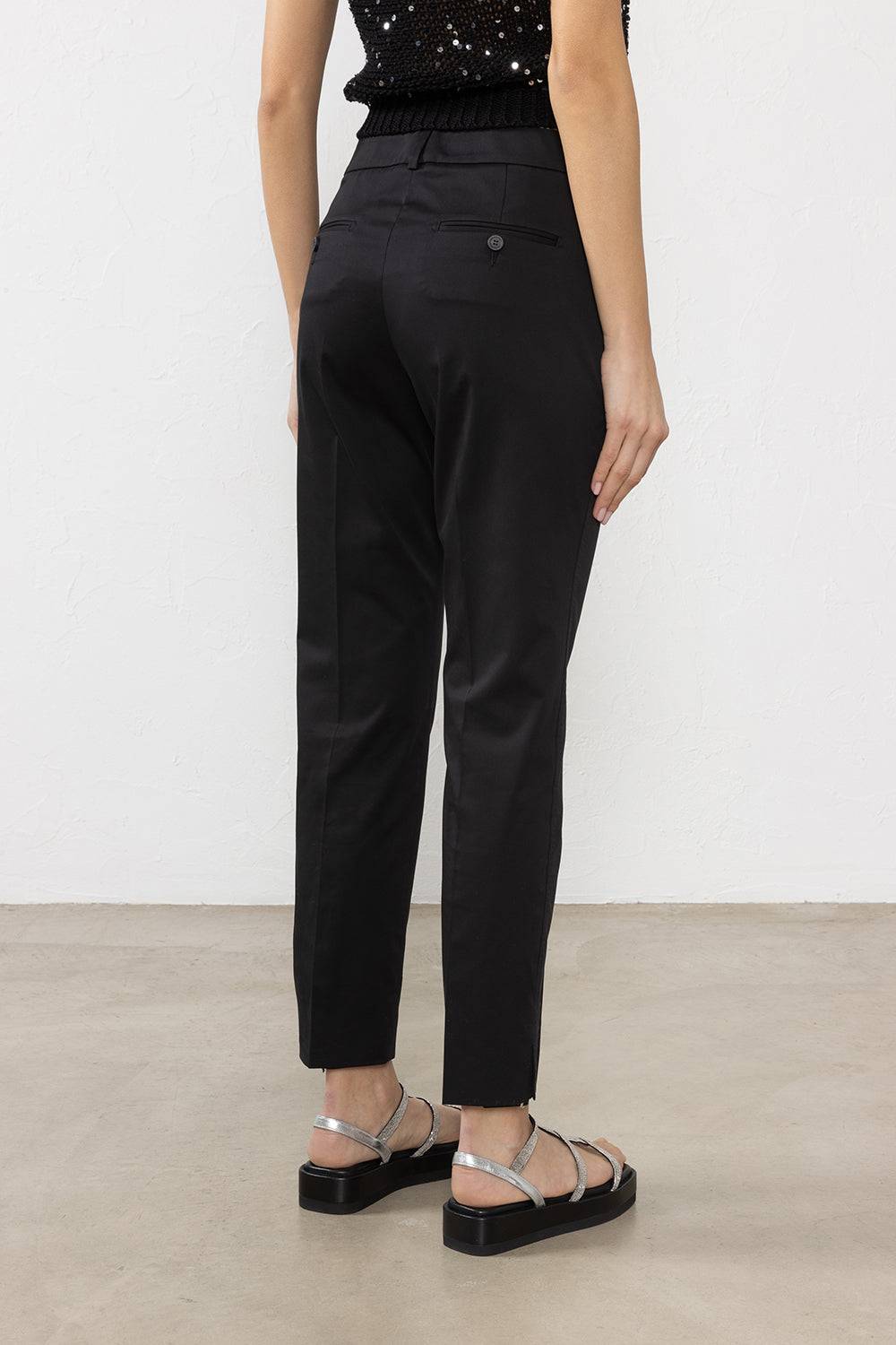 Peserico Iconico Pantalone 4718 In Raso Di Cotone Stretch