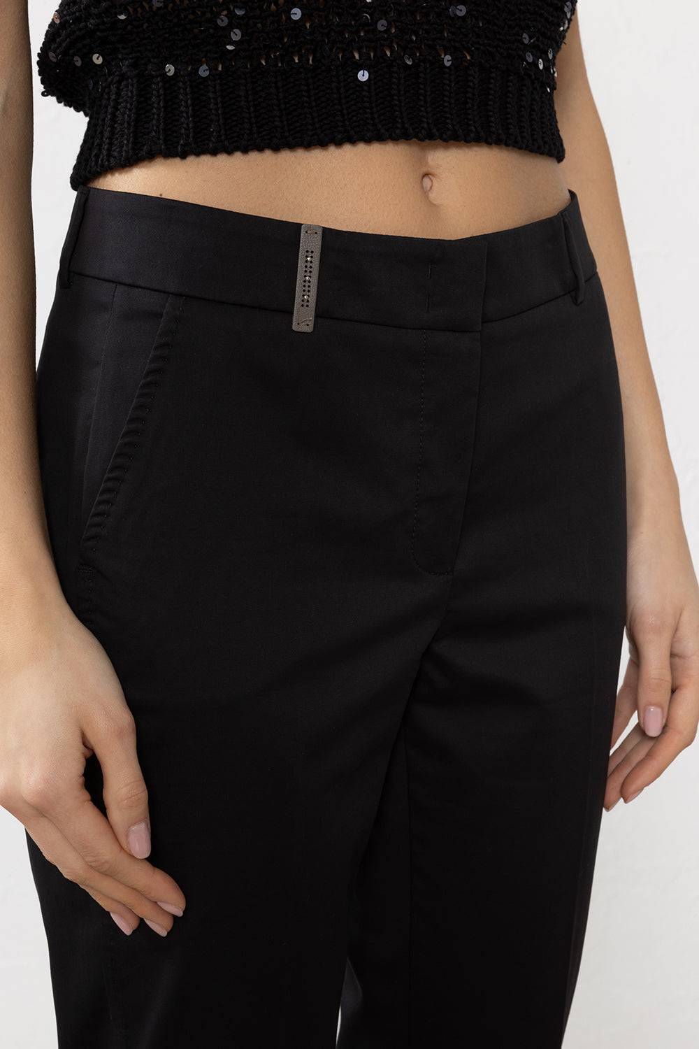 Peserico Iconico Pantalone 4718 In Raso Di Cotone Stretch