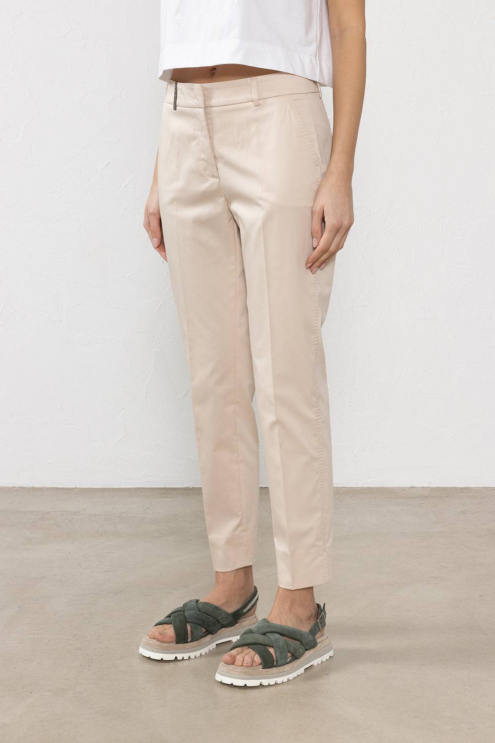 Peserico Iconico pantalone 4718 in raso di cotone stretch