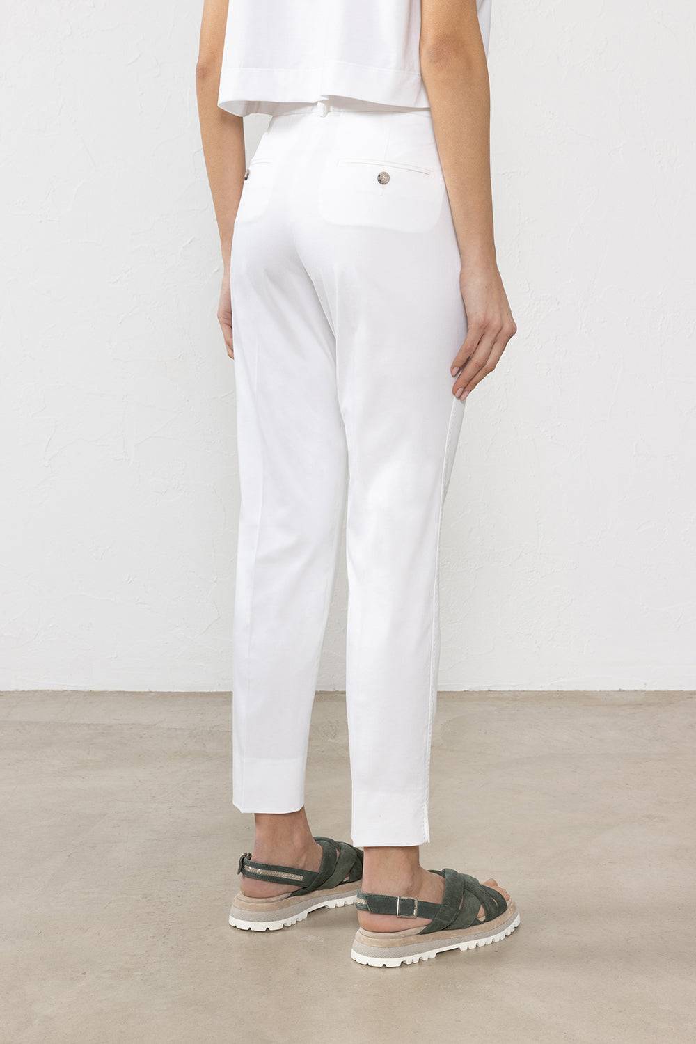 Peserico Iconico Pantalone 4718 In Raso Di Cotone Stretch