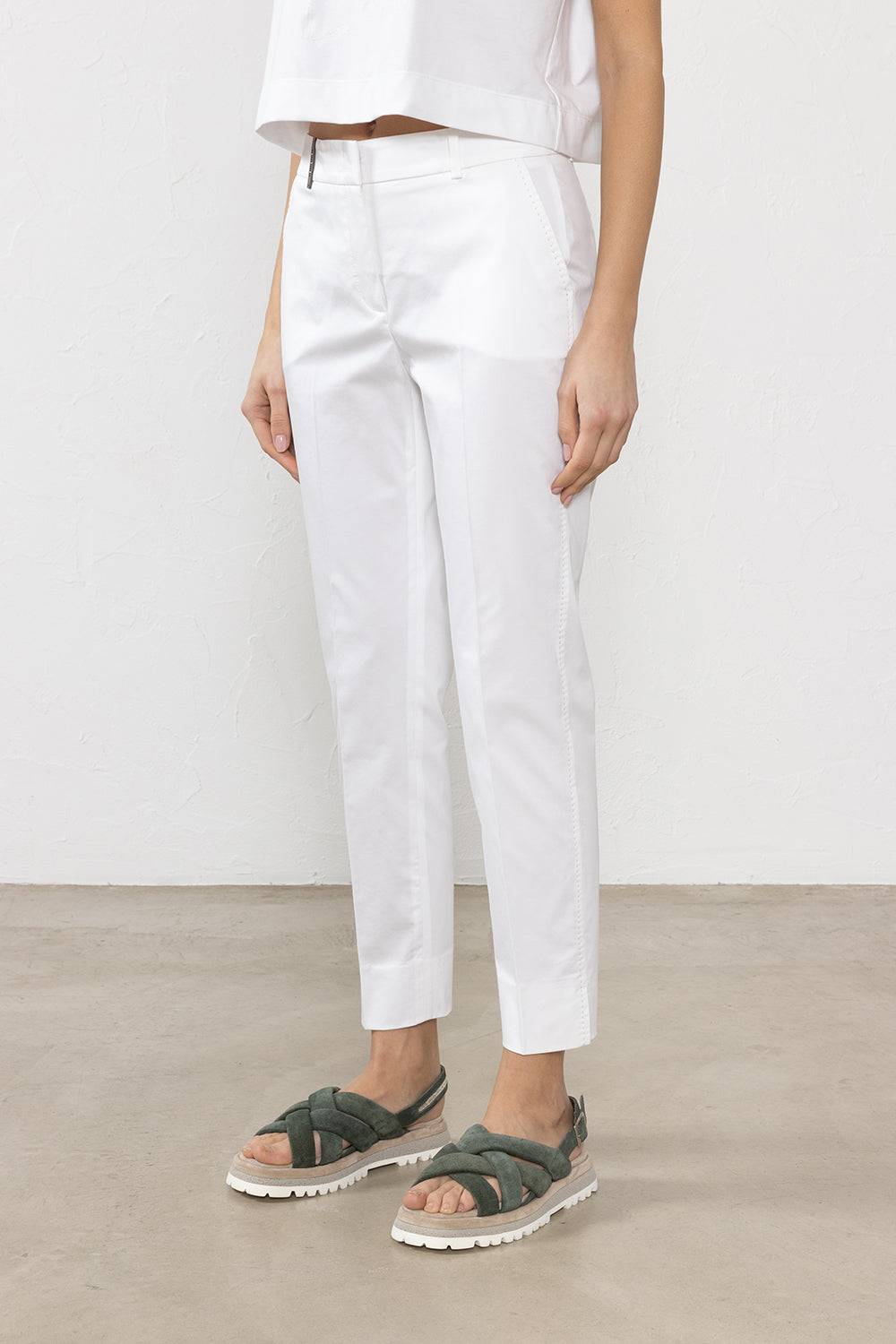 Peserico Iconico pantalone 4718 in raso di cotone stretch