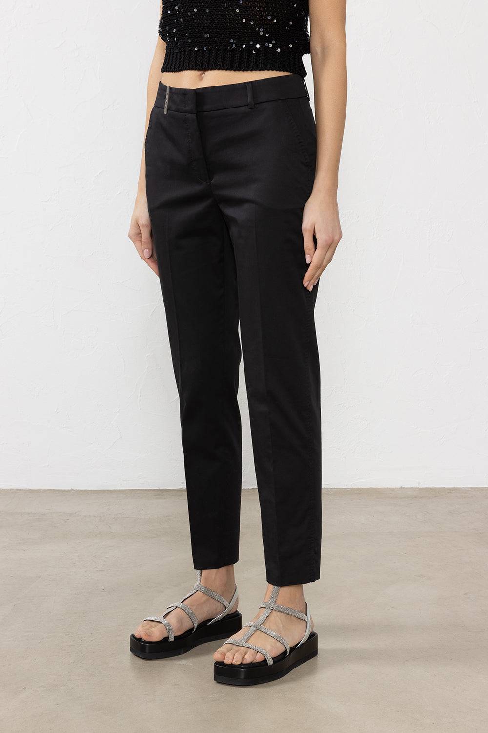 Peserico Iconico pantalone 4718 in raso di cotone stretch