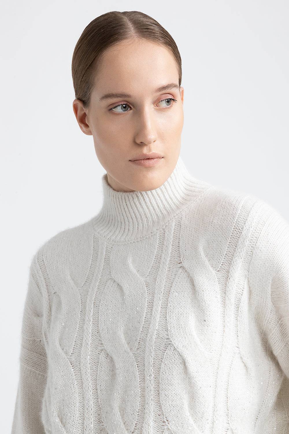 Peserico Maglia A Coste E Trecce In Lana, Seta, Cashmere