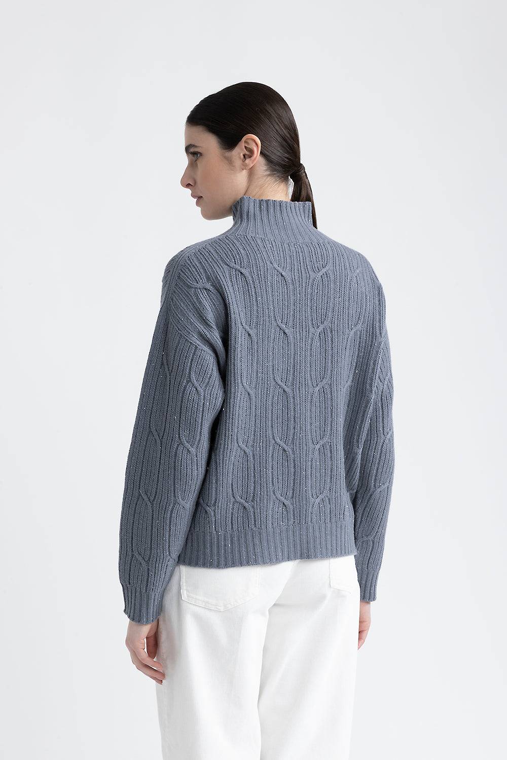 Peserico Maglia A Lupetto In Lana, Seta, Cashmere E Pagliuzza Laminata