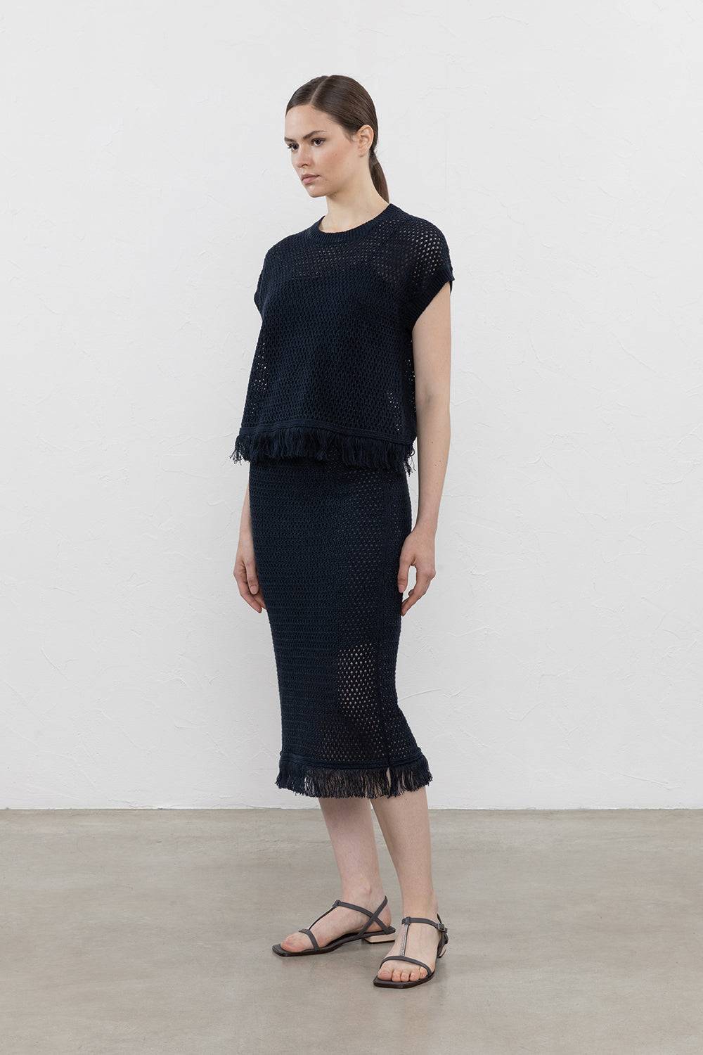 Peserico Maglia A Rete In Filato Mélange Di Lino E Cotone