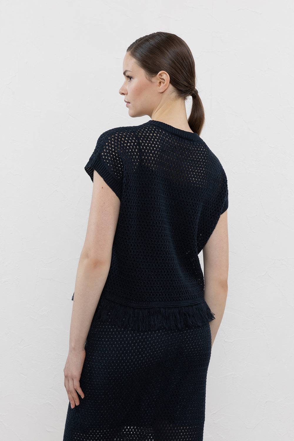 Peserico Maglia A Rete In Filato Mélange Di Lino E Cotone