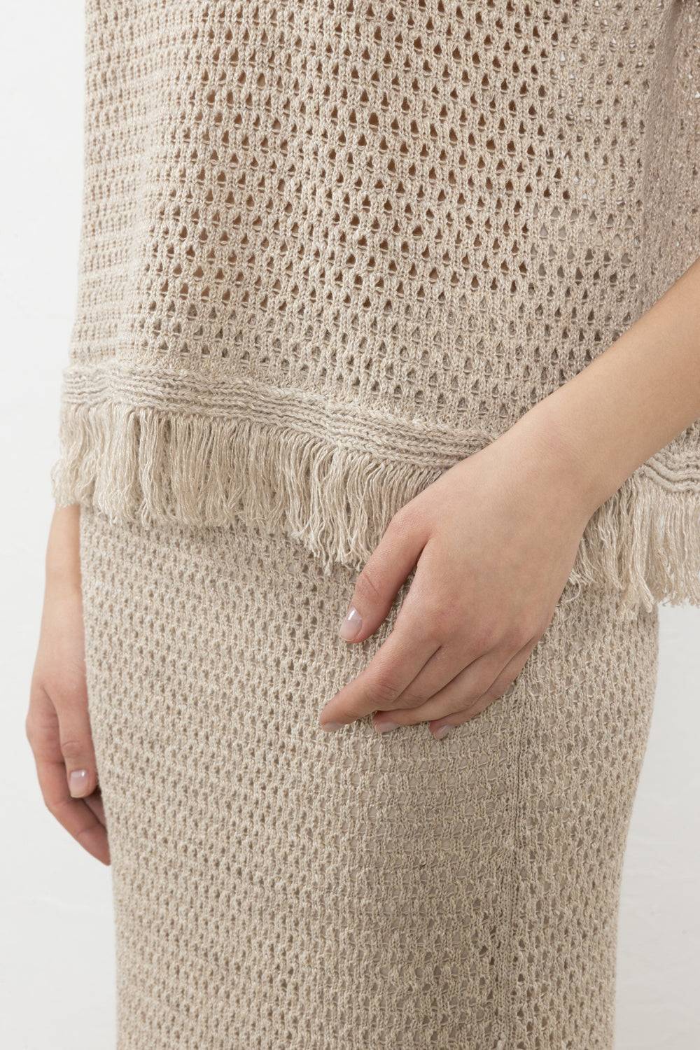 Peserico Maglia A Rete In Filato Mélange Di Lino E Cotone