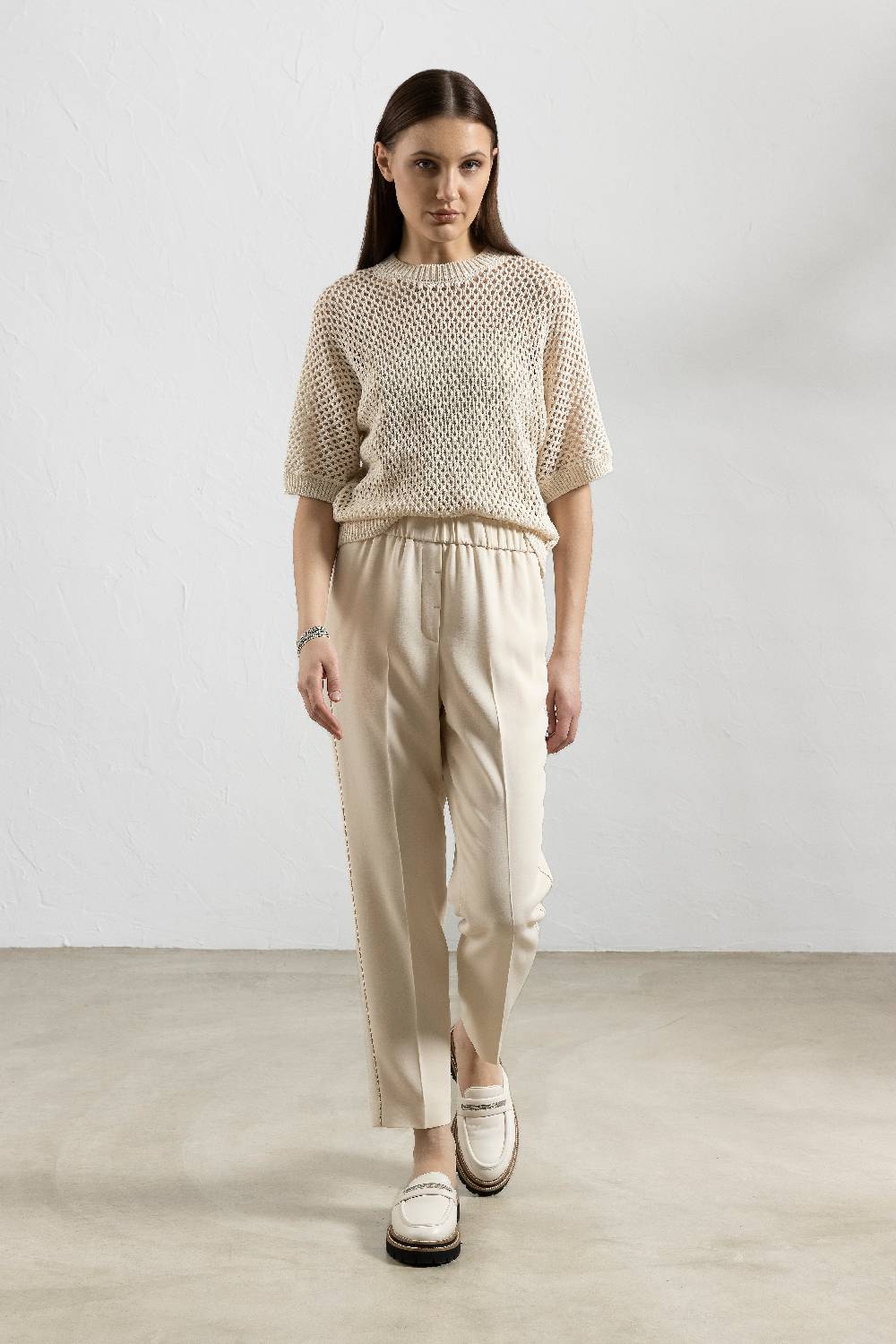 Peserico Maglia A Rete In Puro Cotone E Micro Paillettes